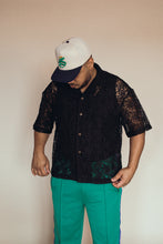 Load image into Gallery viewer, Rose Lace Black Button Shirt
