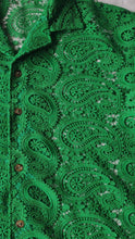 Load image into Gallery viewer, Paisley Lace Green Button Shirt